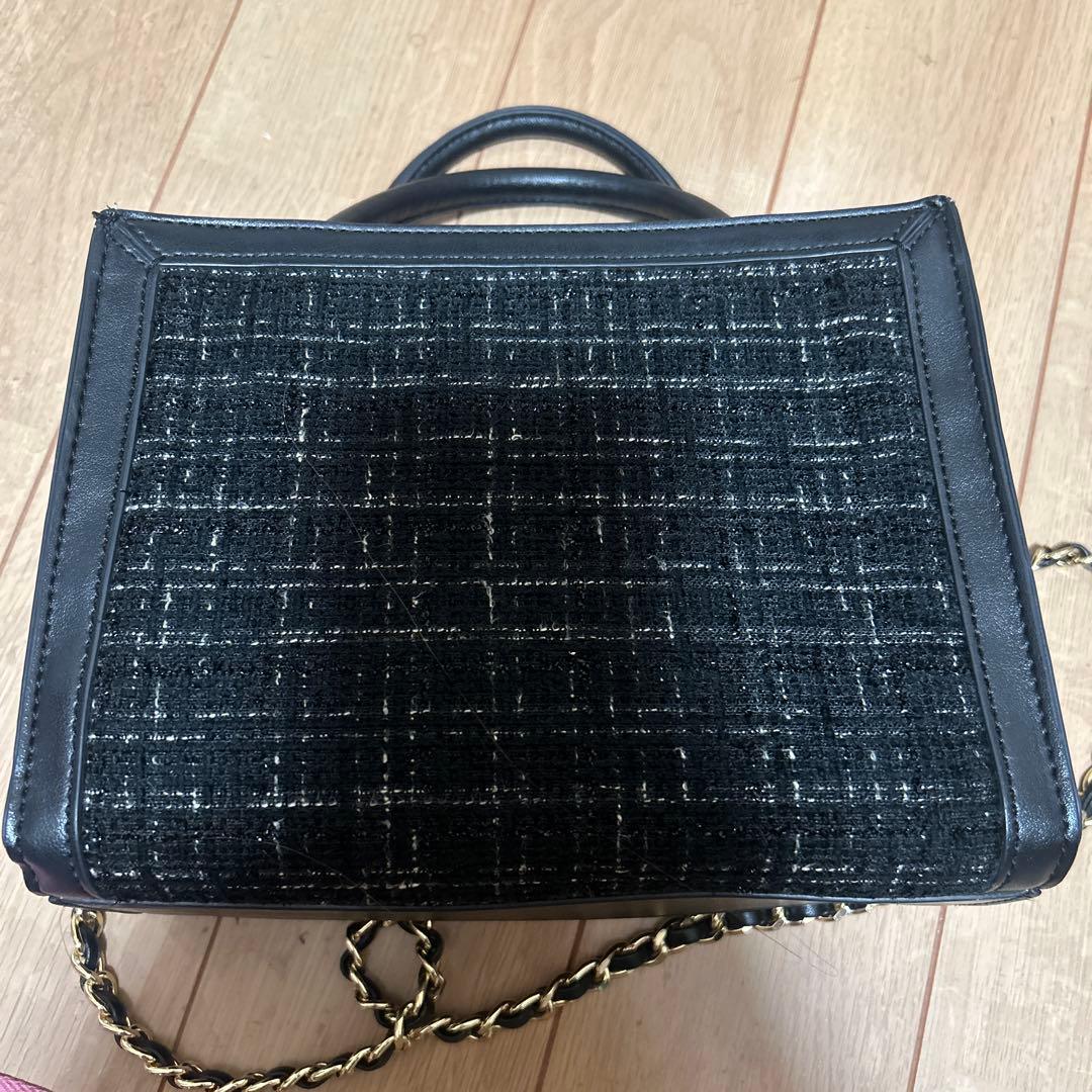 FURFUR 黒 ツイード ロゴトートバッグ