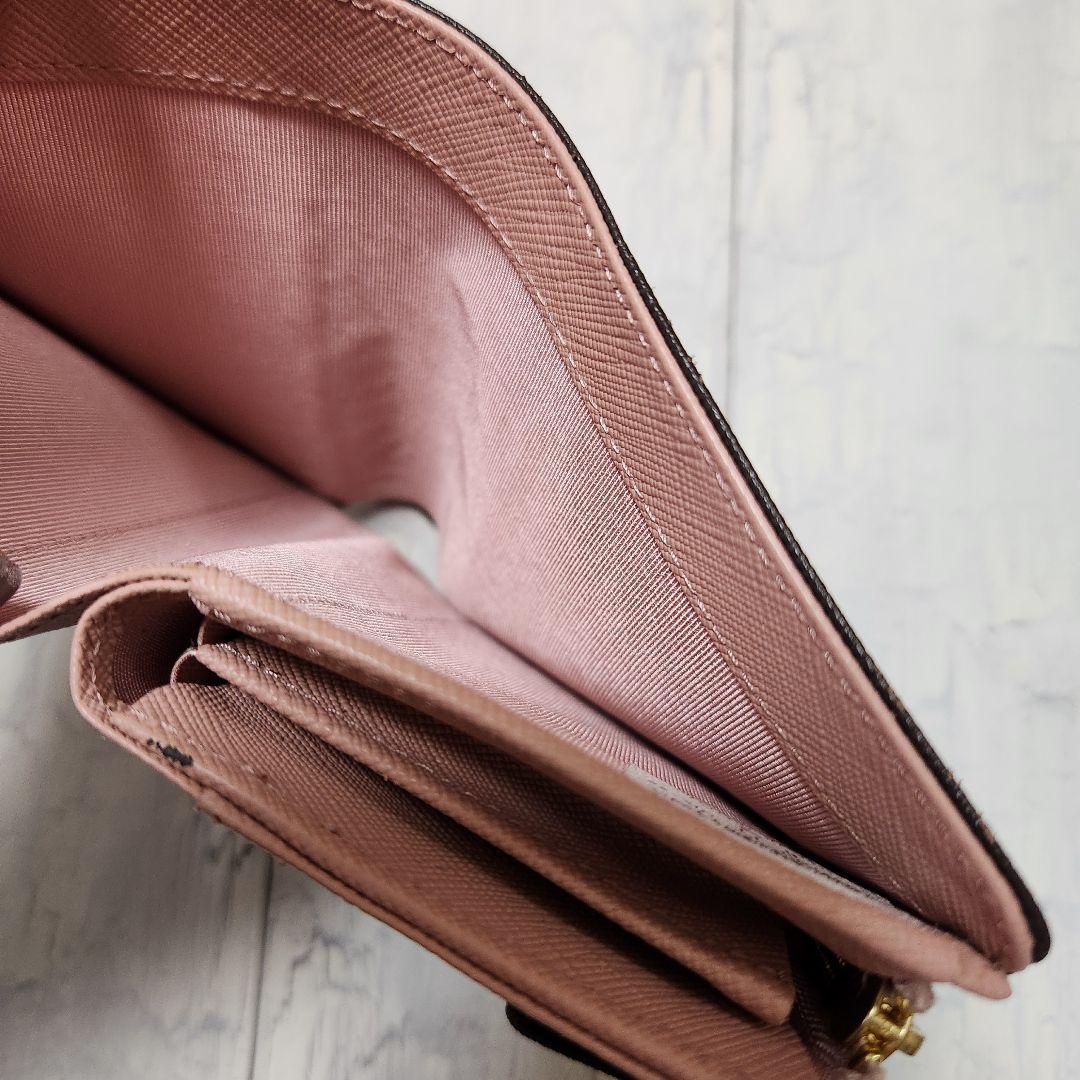 アニエスベー　二つ折り財布 ダークブラウン/ピンク　美品