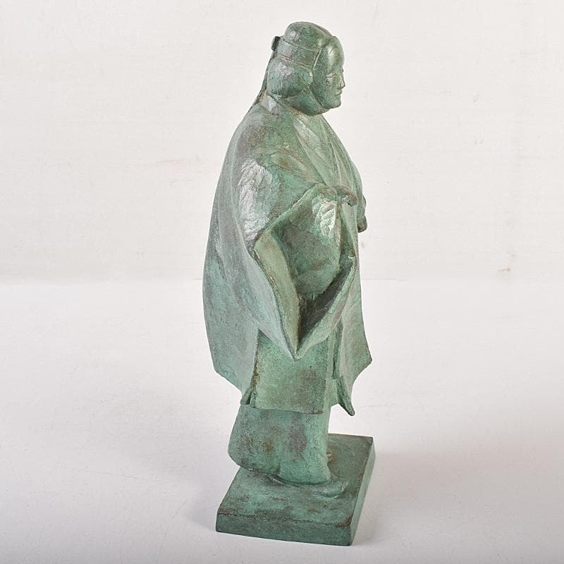 山本雲涛作　鋳銅　三井寺舞　原型　紺谷英儀　置物　共箱　M　R7831