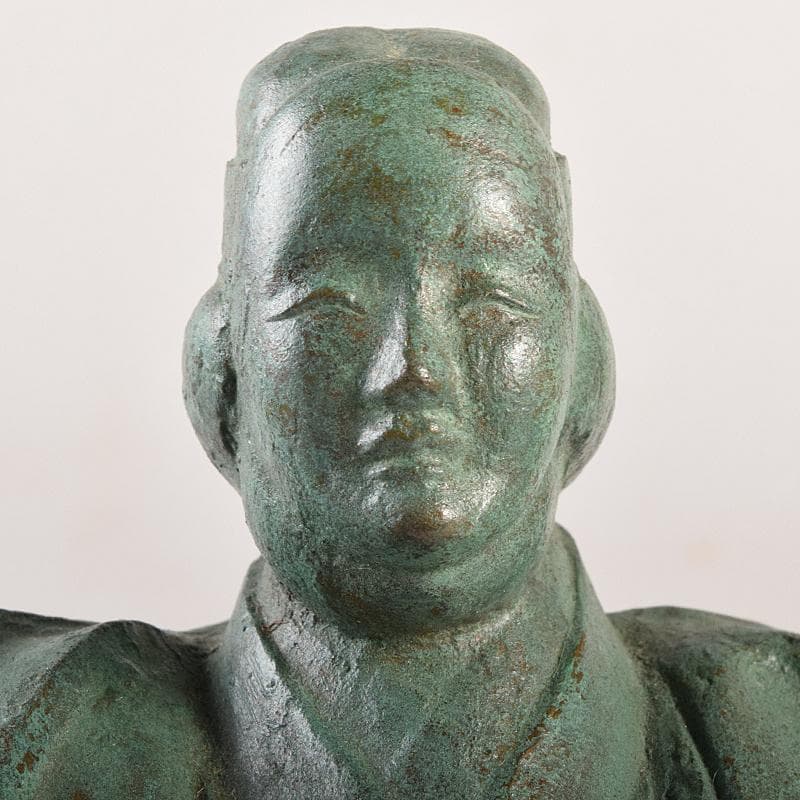 山本雲涛作　鋳銅　三井寺舞　原型　紺谷英儀　置物　共箱　M　R7831