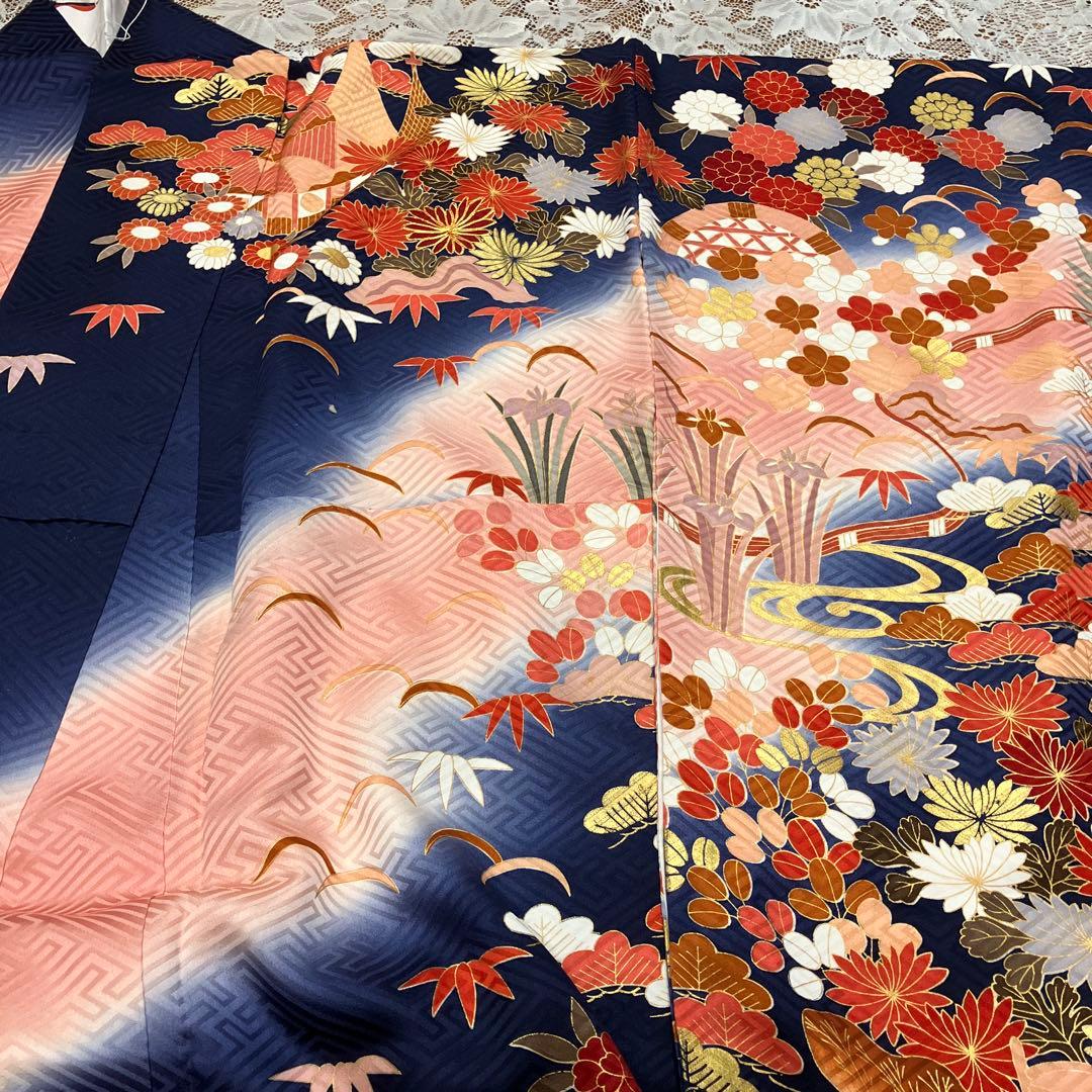 逸品６点！鈴乃屋振袖＆新品袋帯＆帯締&帯揚&新品髪飾り＆サガフォックス 成人式