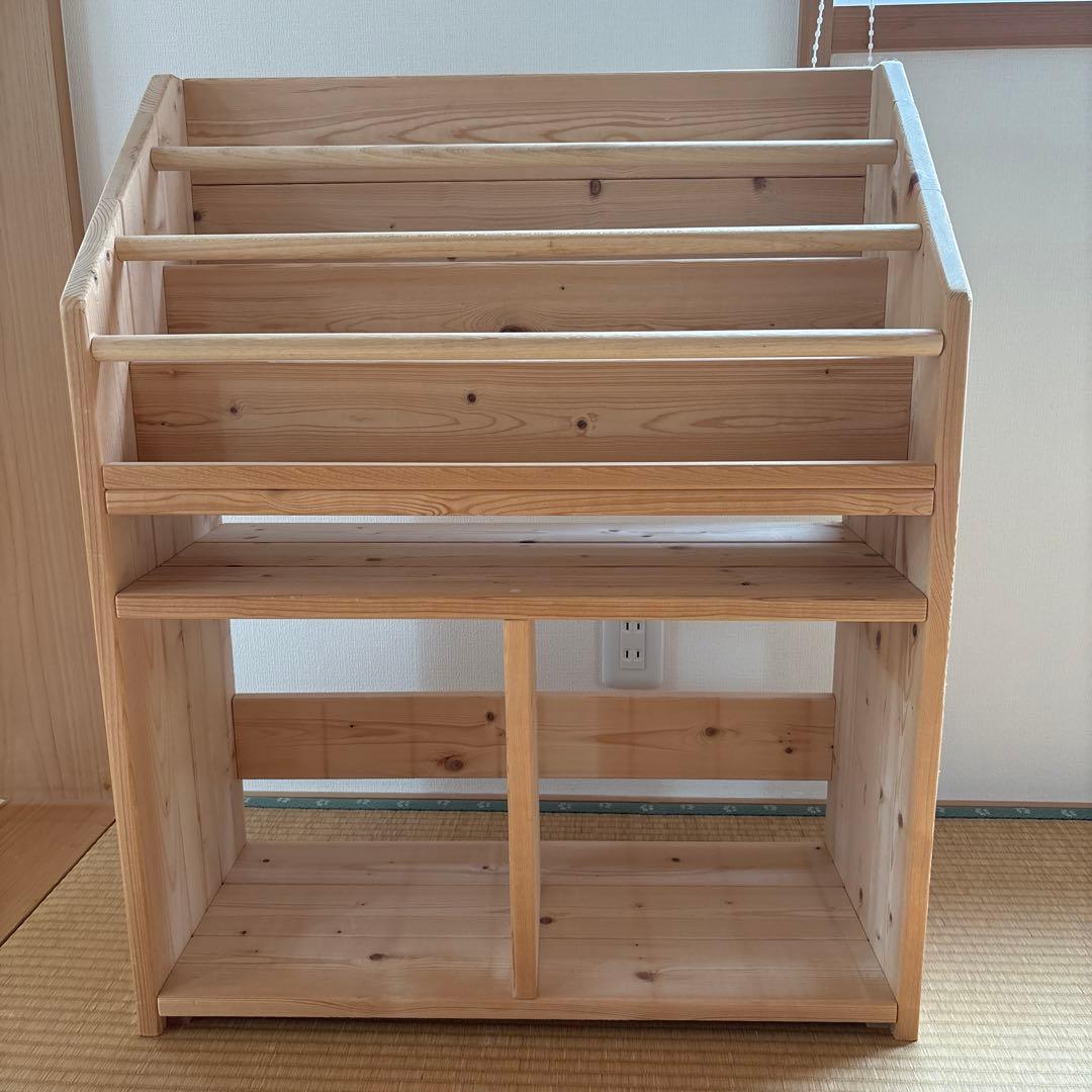 絵本ラック 薄型 壁面 無塗装 ハンドメイド MAPLEポッポ