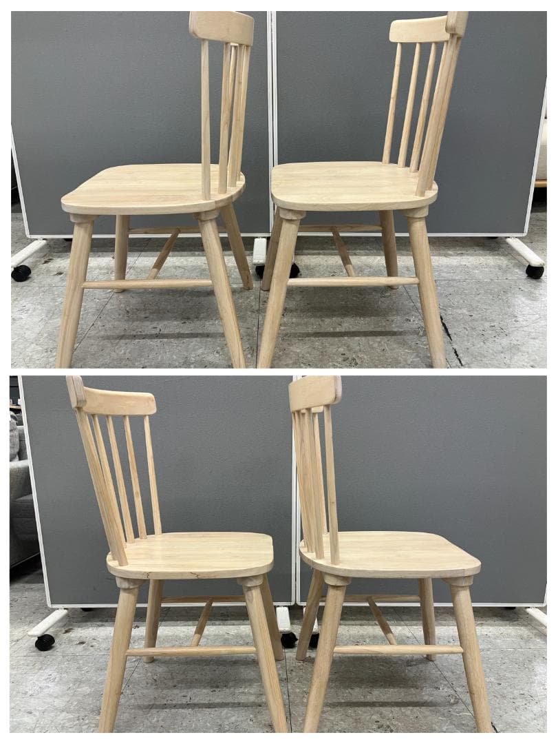 ダイニングテーブルセット イス×2 天然木 ベージュ