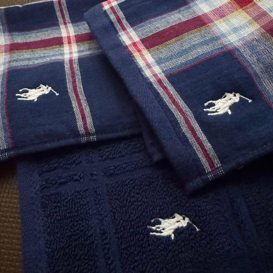 大人気・ロングサイズ・プレゼント・ネイビー❣️ラルフローレン ガーゼフェイスタオル