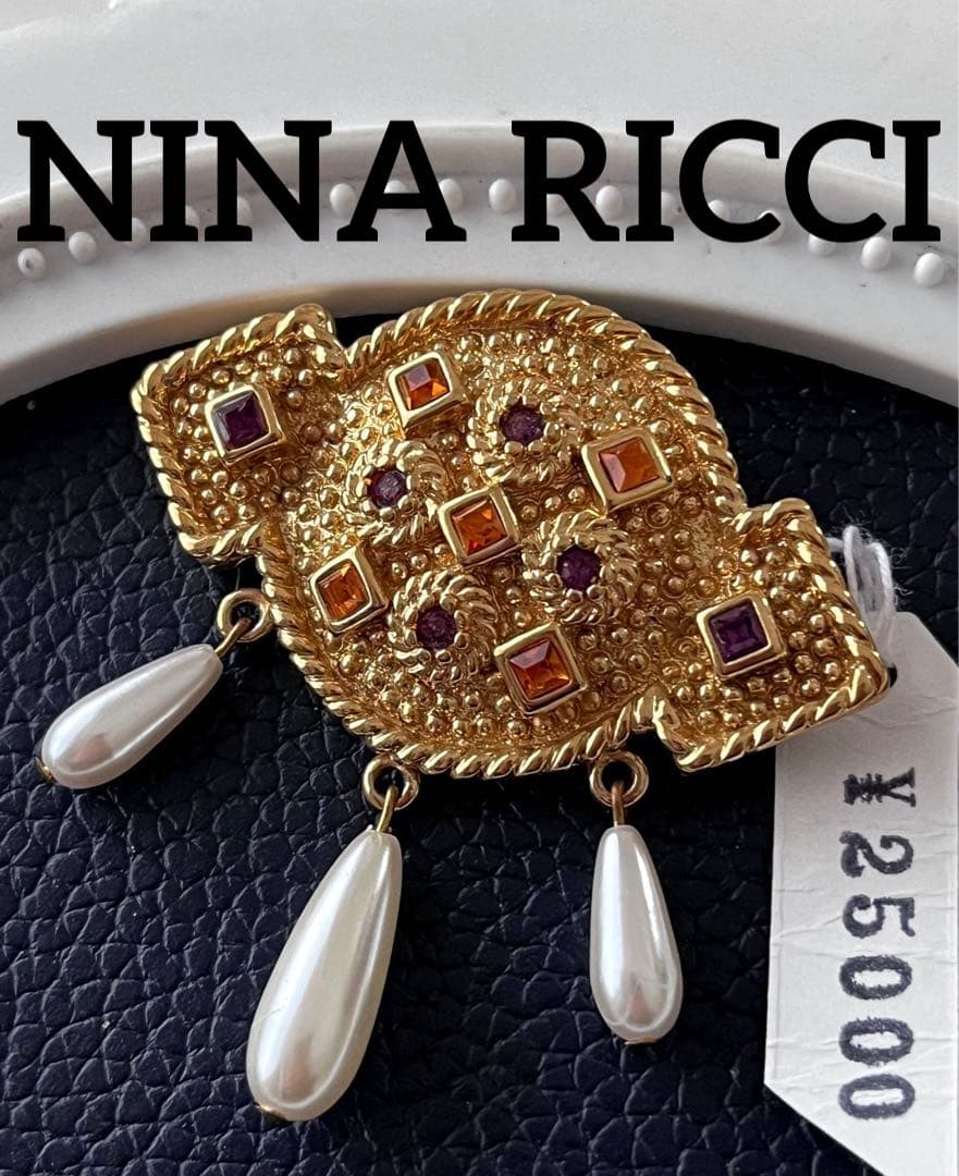 希少！NINA RICCI タグ付ヴィンテージブローチ9353