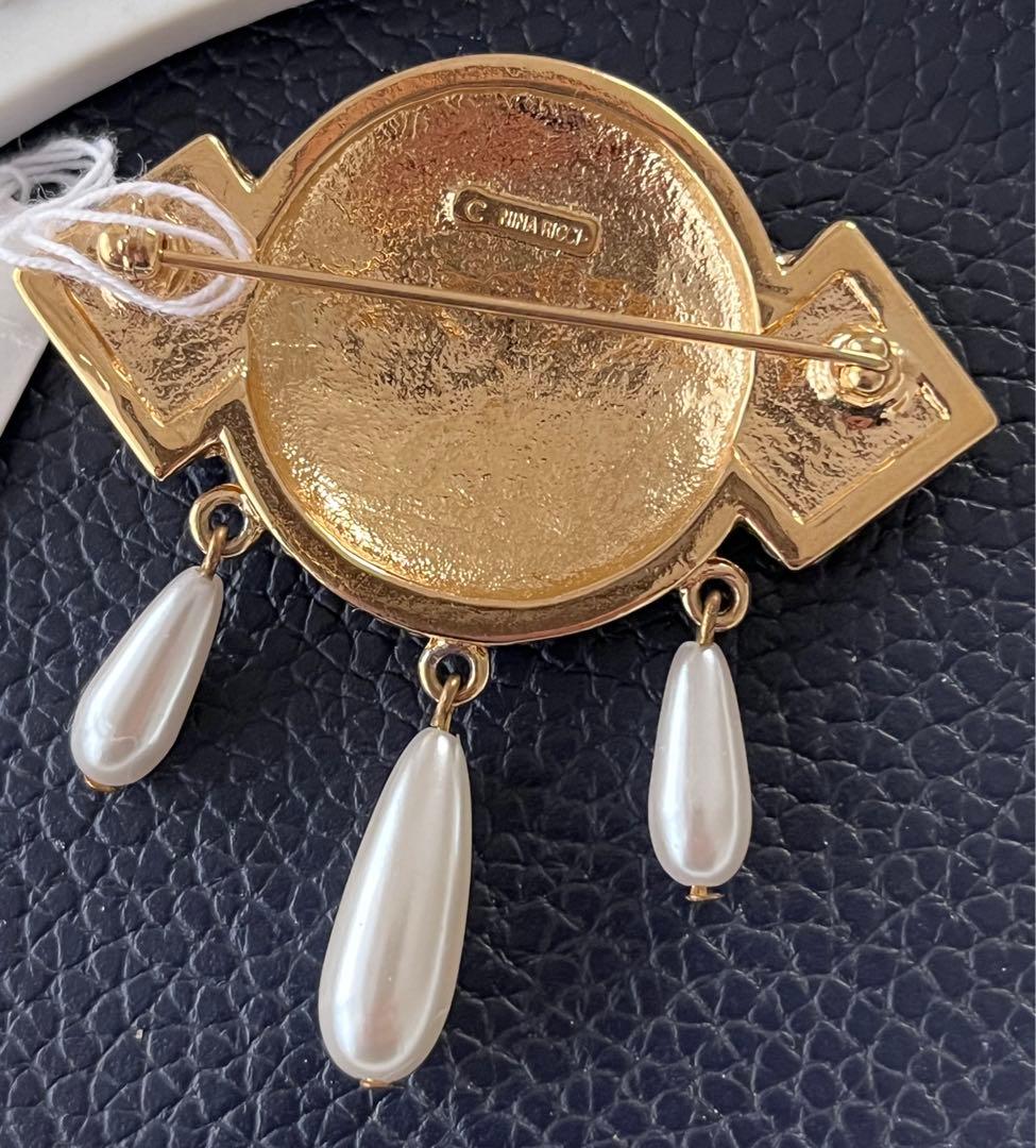 希少！NINA RICCI タグ付ヴィンテージブローチ9353