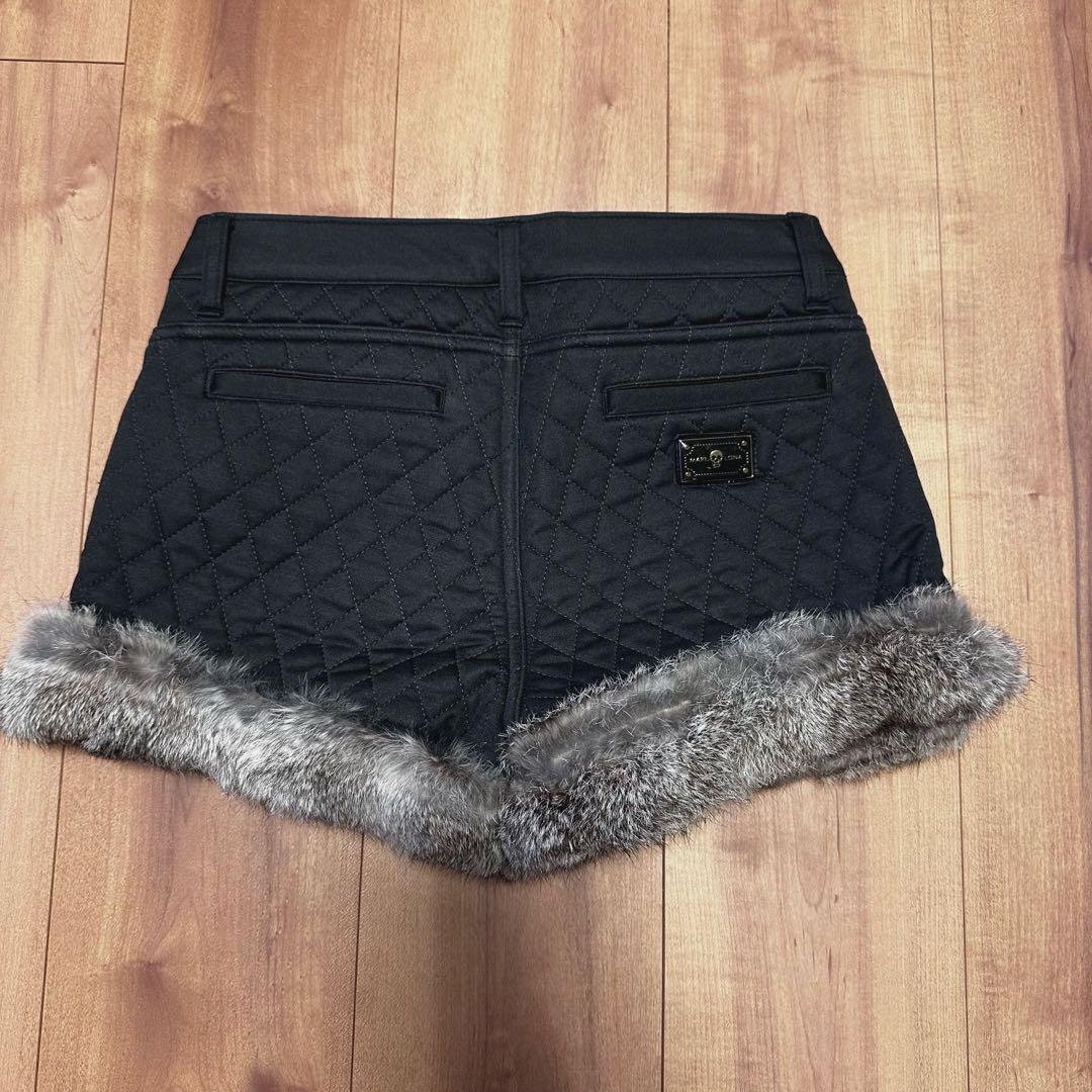 中綿　ラビットファー　キルティング　ベスト　パンツ　セットアップ　S 秋冬