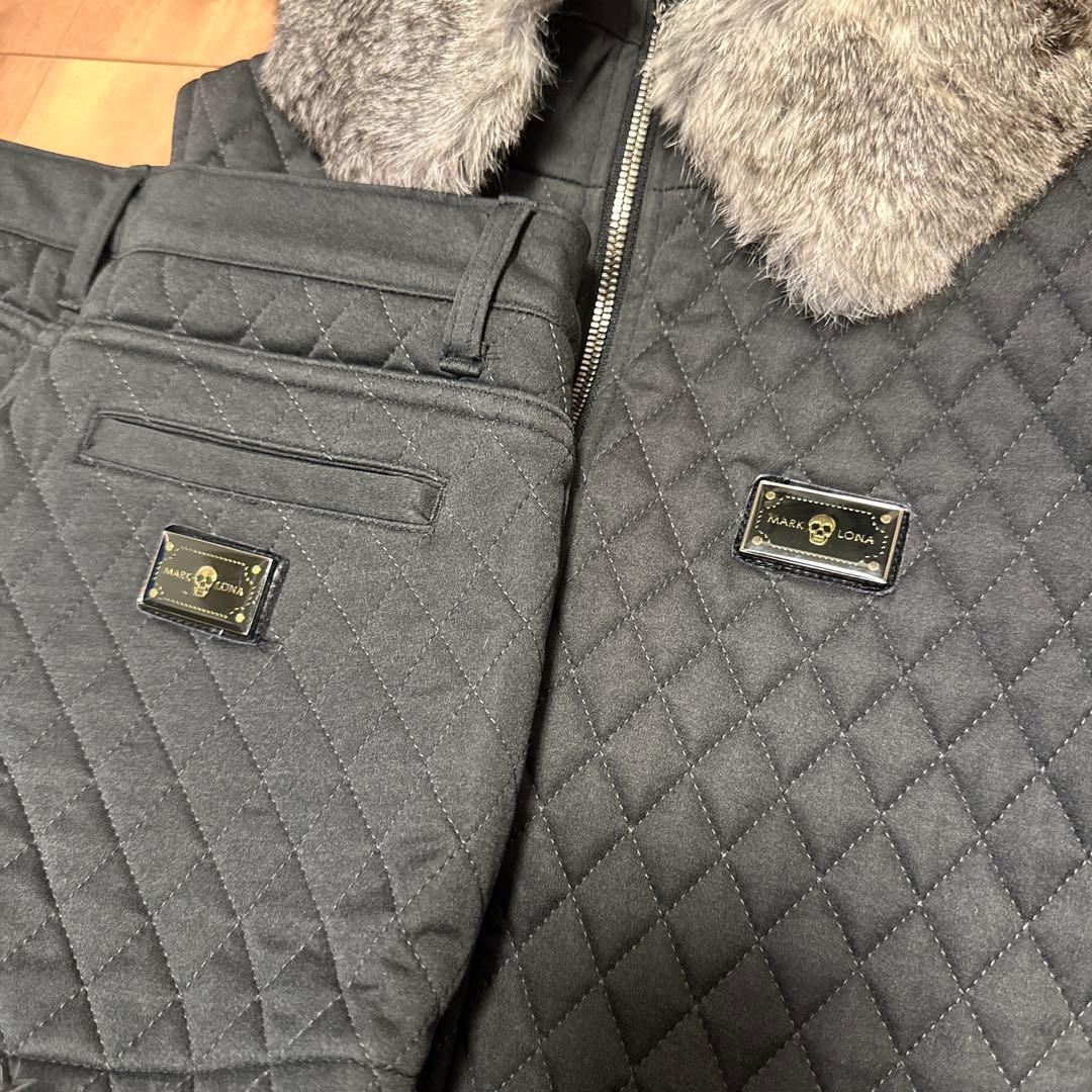 中綿　ラビットファー　キルティング　ベスト　パンツ　セットアップ　S 秋冬