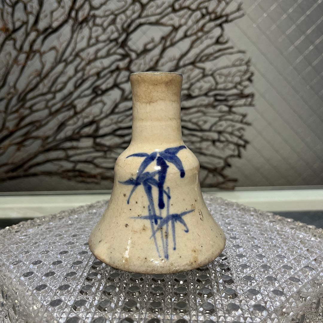骨董　古伊万里　瀬戸　染付　笹図案　竹　仏花入れ　花器　花活け　現品限り