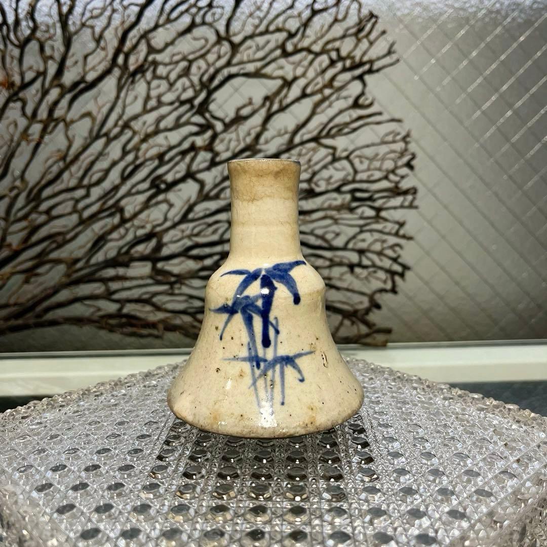 骨董　古伊万里　瀬戸　染付　笹図案　竹　仏花入れ　花器　花活け　現品限り