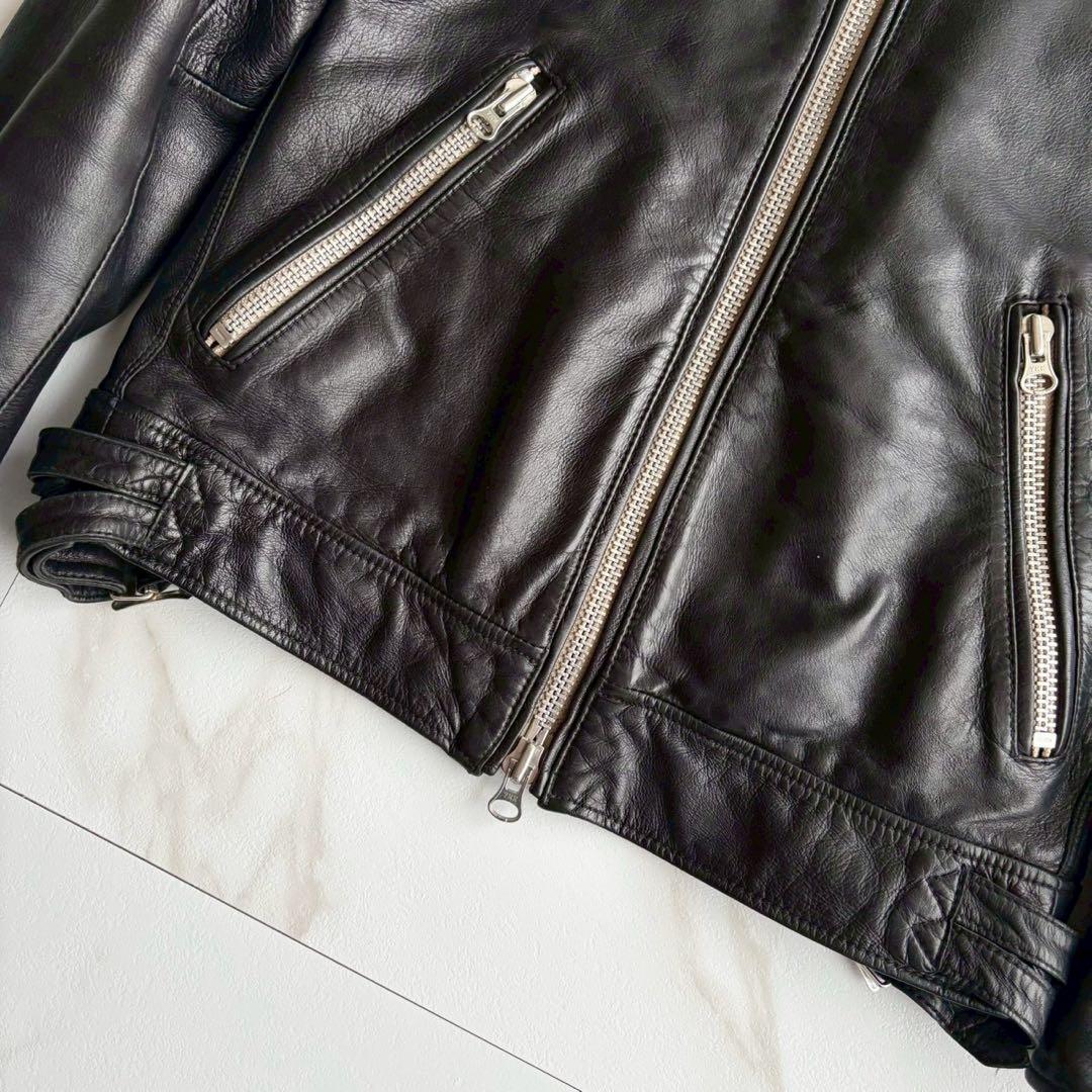 美品◆ナノユニバース ラムレザー シングルライダース ジャケット キルティング