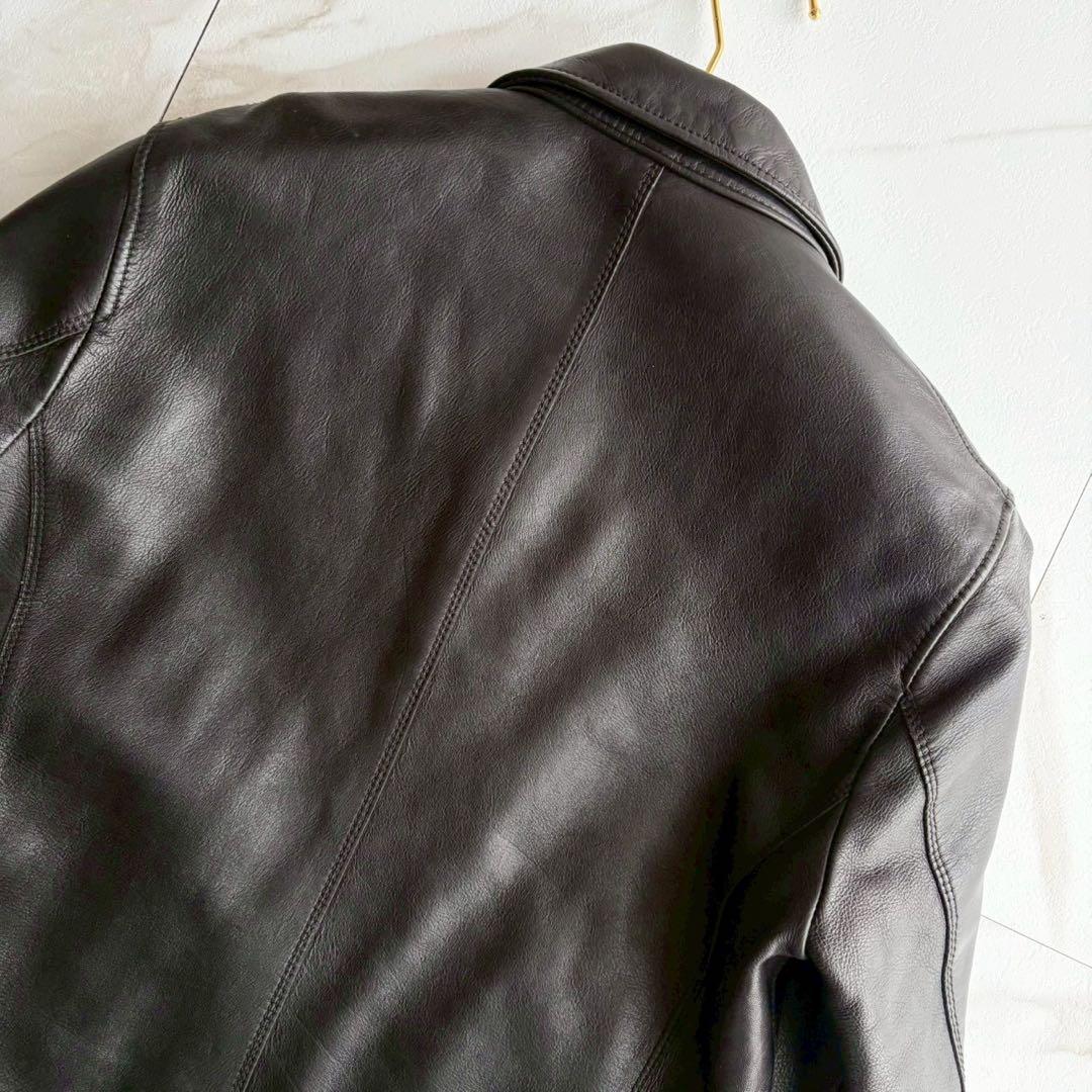 美品◆ナノユニバース ラムレザー シングルライダース ジャケット キルティング