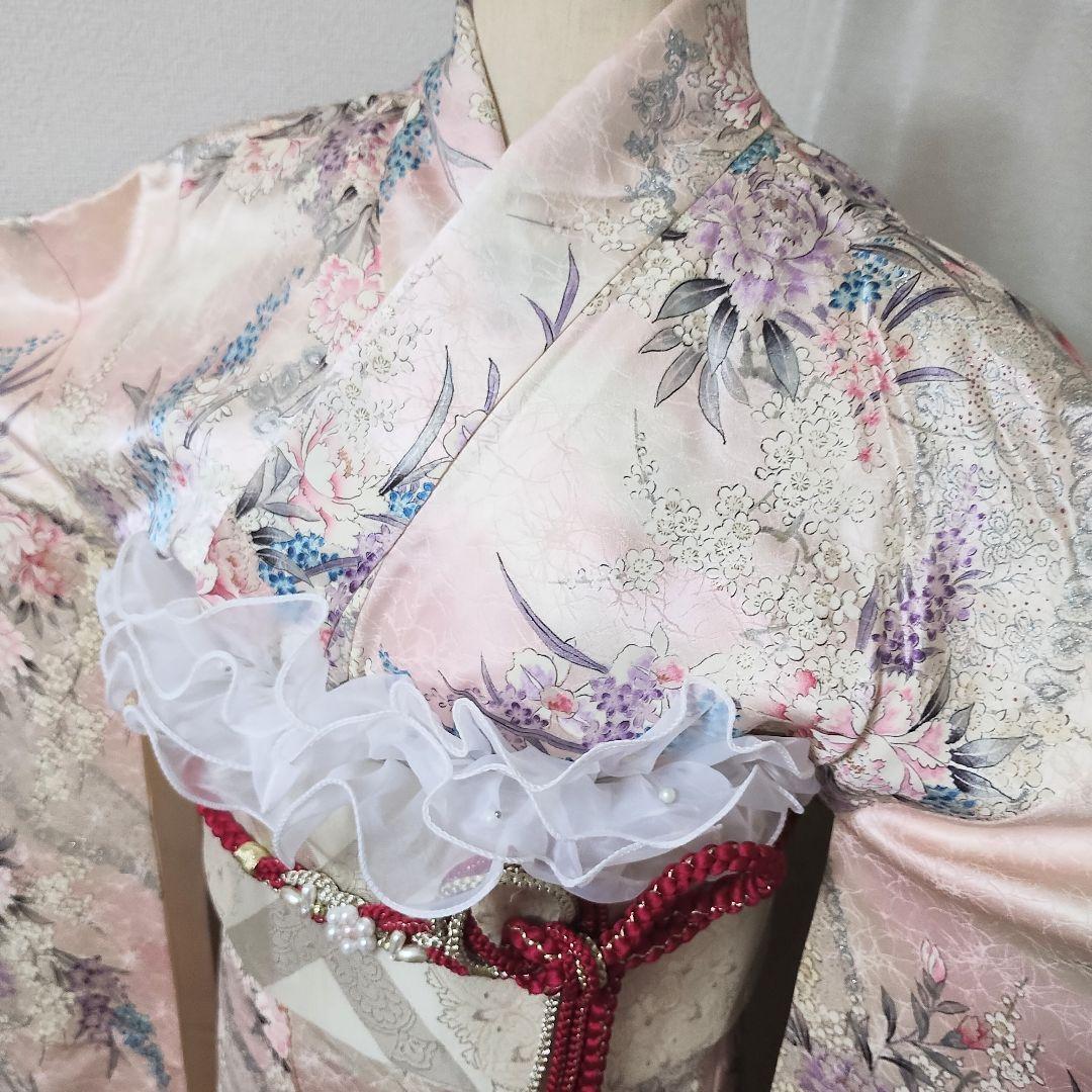 成人式正絹振袖フルセット　ベビーピンク　ラメ　　上品　豪華　光沢