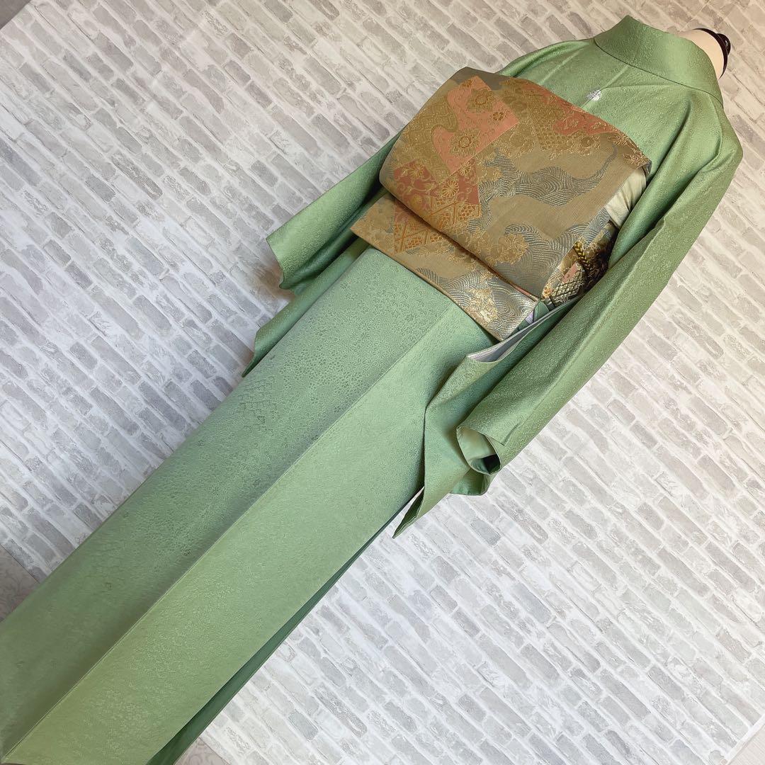 色無地　フルセット　丹後ちりめん　嵯峨野　蔓柏紋　パールトーン　地紋　H10