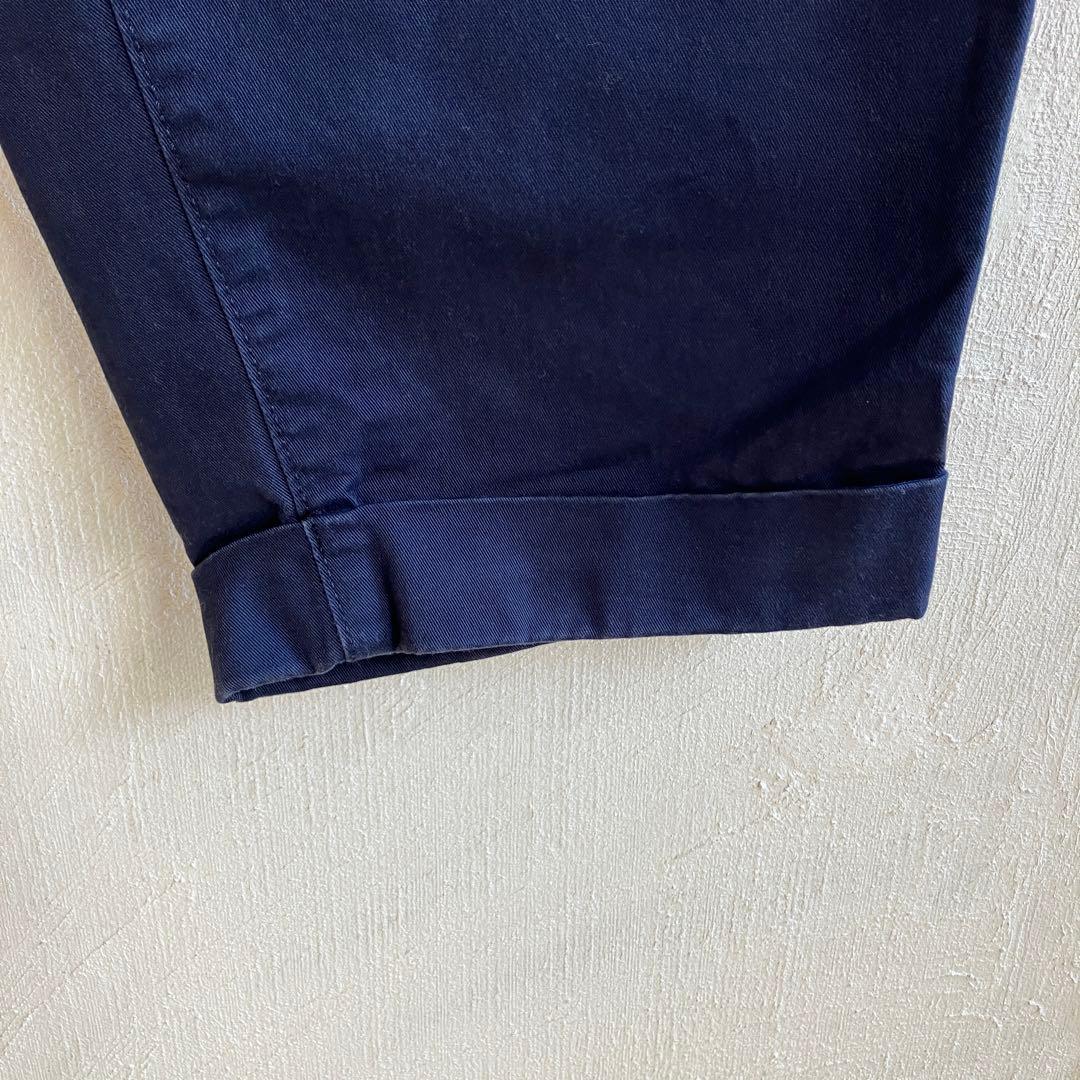 美品 BEAMS PLUS 2プリーツチノ チノパン ネイビー M