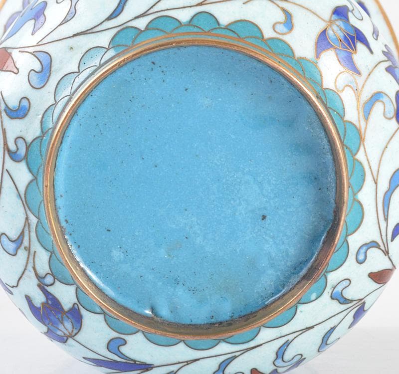 中国　古七宝琺瑯彩　花卉文瓶　V　R4769