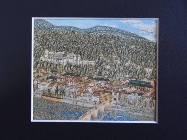 山下清、ハイデルベルクの古城、希少画集画、 新品額装付