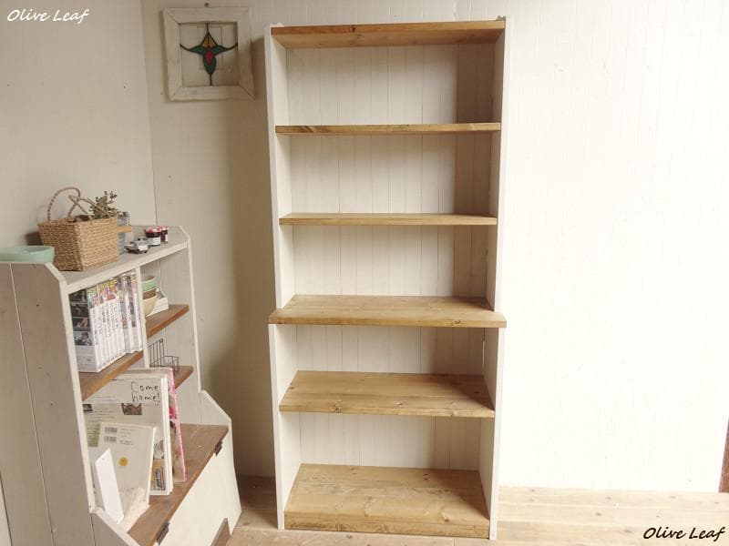 サイズ、デザインオーダー可！●6段カップボードW64●シャビーホワイト●受注製作