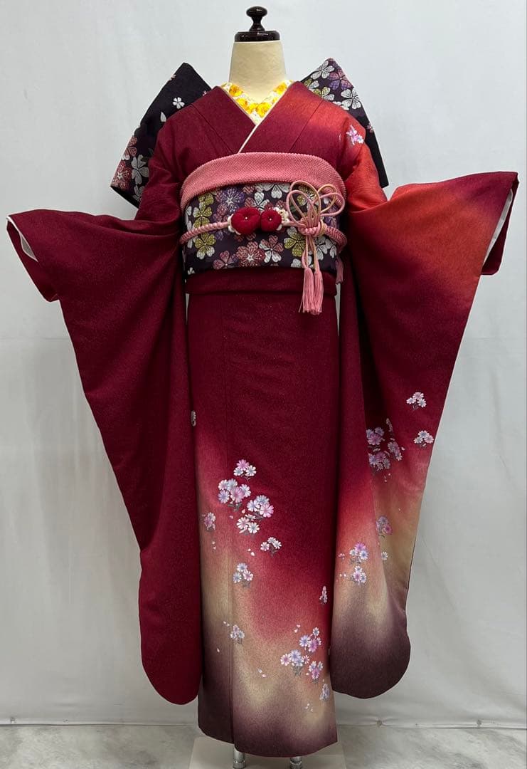 ゆったりサイズ　振り袖　フルセット　長襦袢　金彩　成人式　大きめ　振袖　579