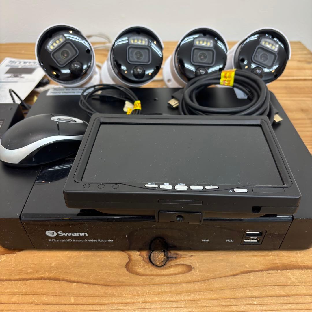 中古美品スワン8CH 4K NVRシステム 2TB4K バレットカメラ4台セット