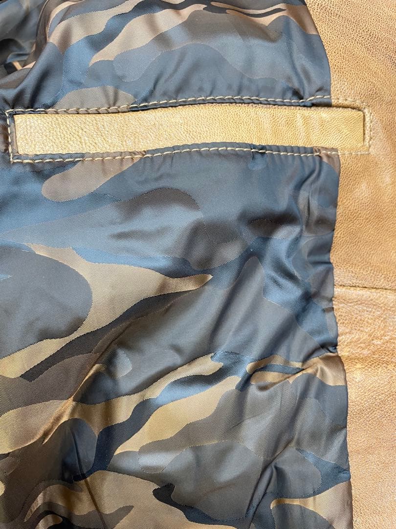 ローブローナックル ライダースジャケット ワッペン 山羊革 ブラウン XLサイズ