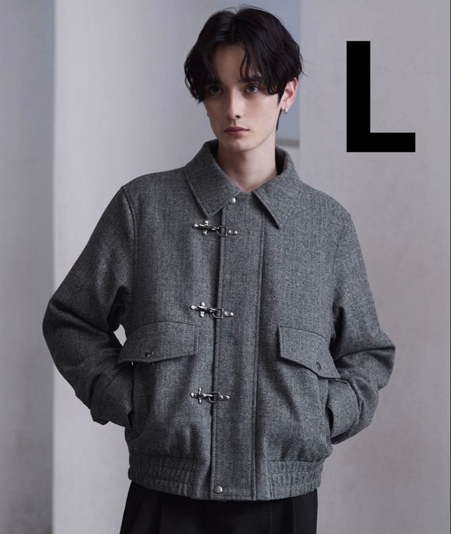 CLEL ウールブレンド ヘリンボーンツイードファイヤーマンブルゾン L
