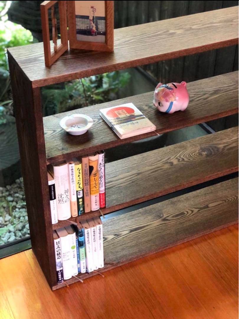 天然タモ材を使った棚　シェルフ　無垢材　木製　一枚板　おまけ積木付き　本棚