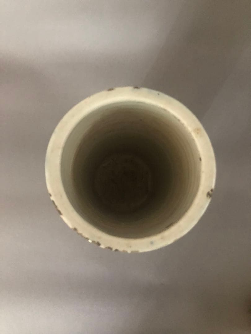 中国骨董　陶器　清朝　花瓶 花器　染付山水花瓶 骨董