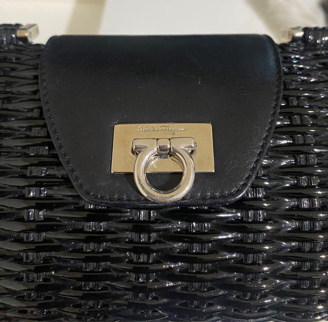 最終値下げ Ferragamo ガンチーニ バッグ ラタン　かご　クランチ