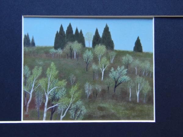 東山魁夷、春丘、希少画集画、新品高級額装付