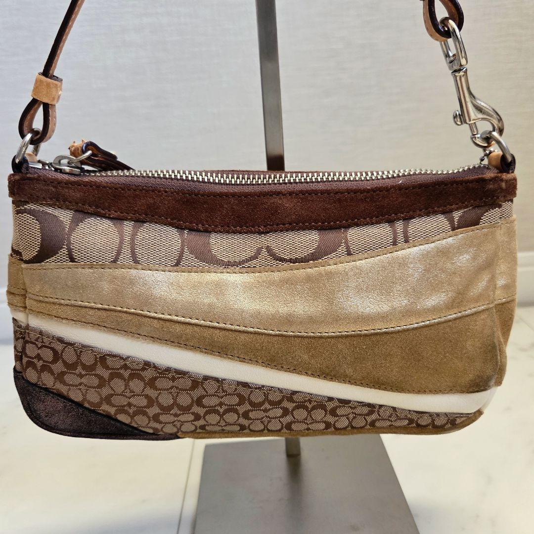 希少 COACH コーチ ミニ アクセサリーポーチ シグネチャー パッチワーク