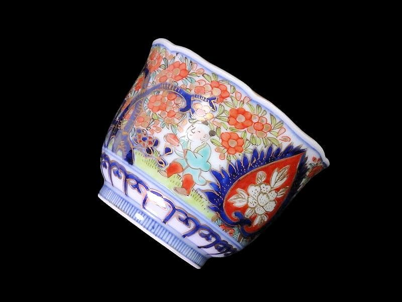 古伊万里　金襴手　花に唐子の図　向付　５客　AS-DCe