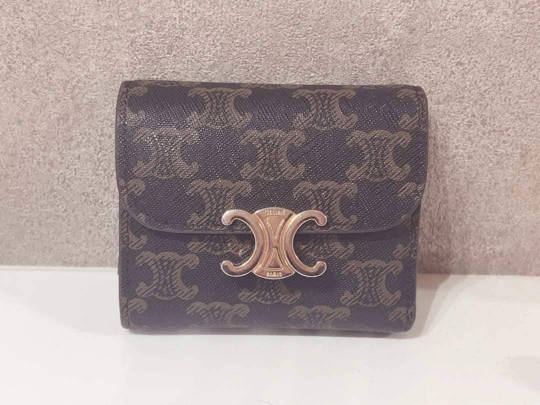 レザー/トリオンフ/スモール/三つ折り財布/ブラウン/ゴールド金具