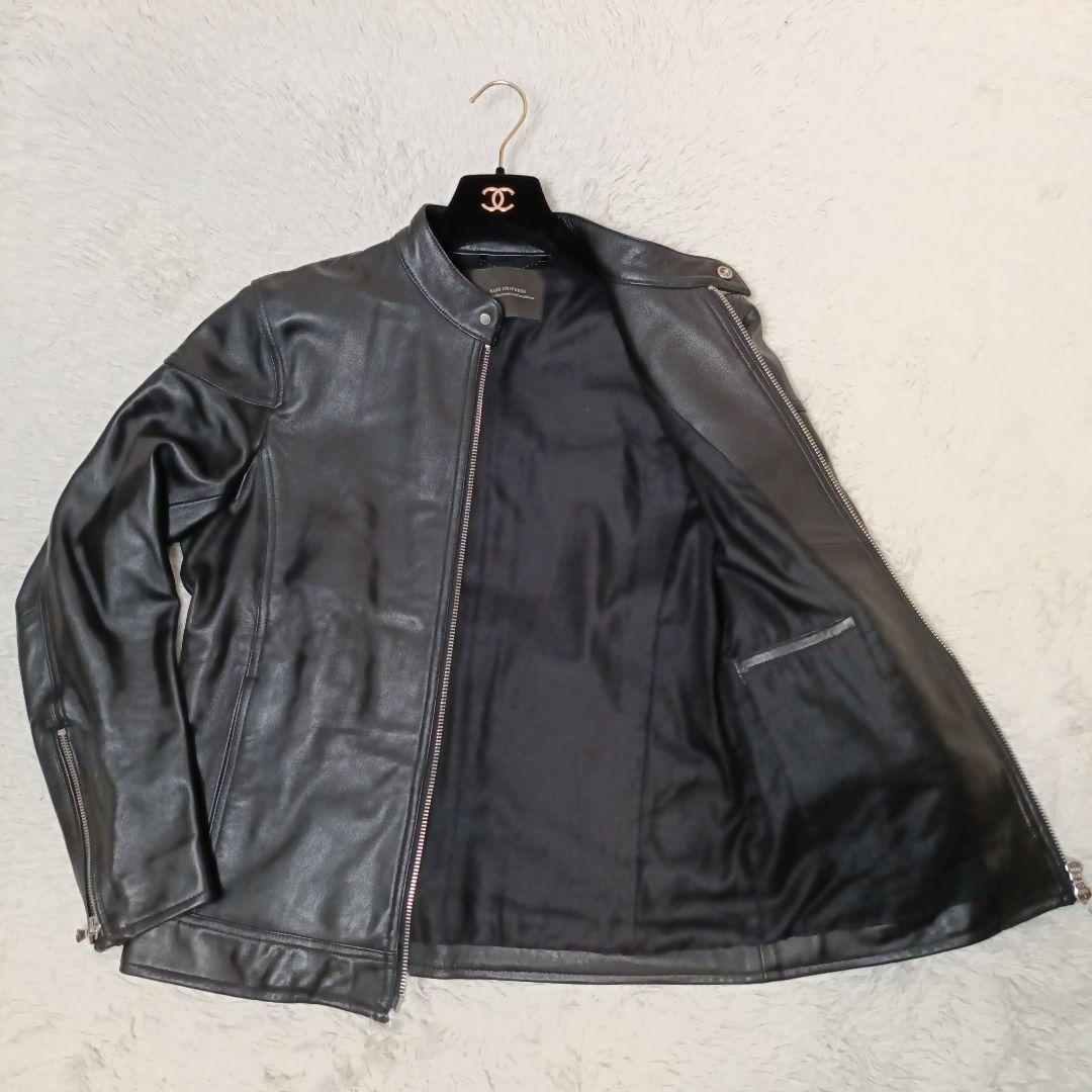 美品■NANO UNIVERSE ライダースジャケット ブラック ラムレザー
