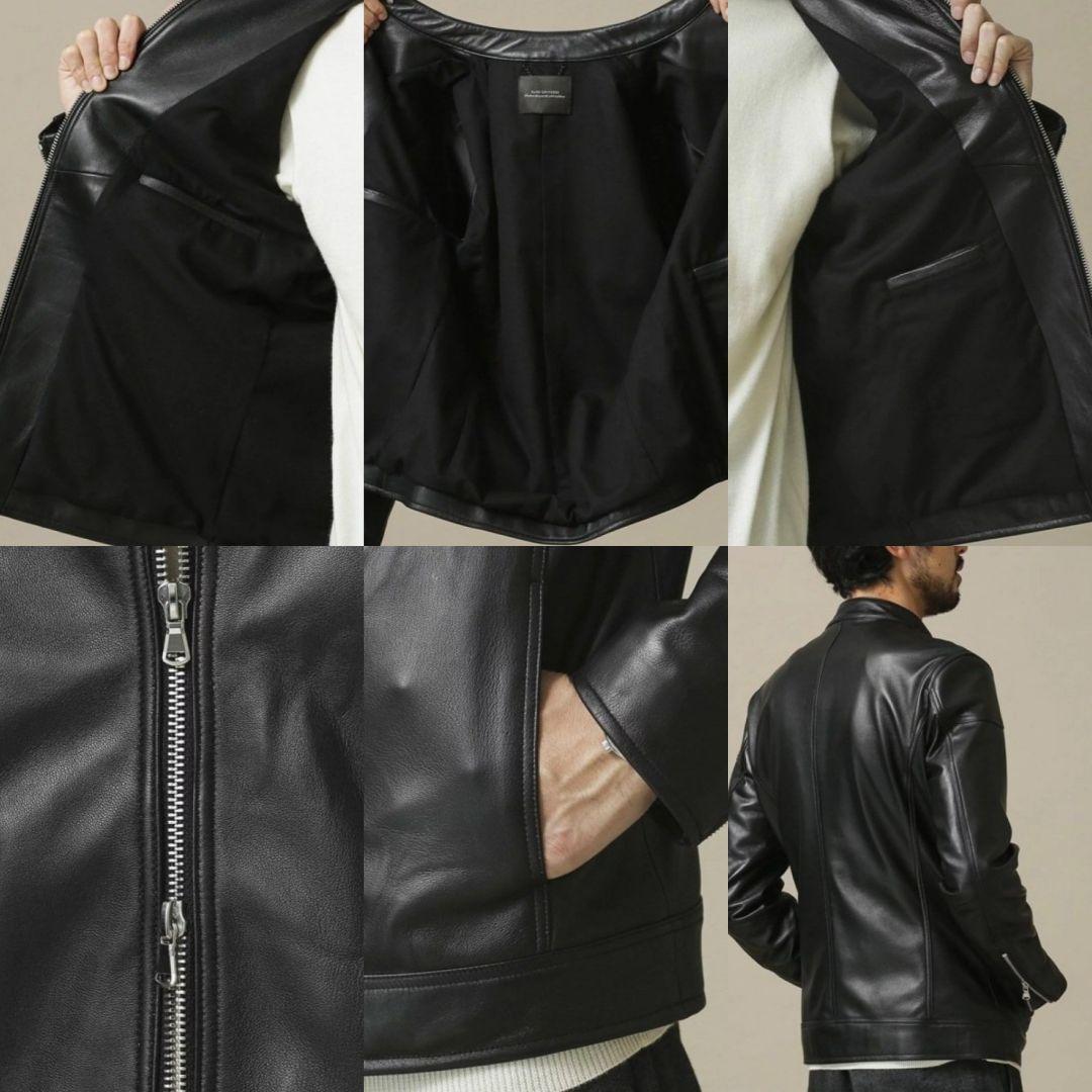美品■NANO UNIVERSE ライダースジャケット ブラック ラムレザー