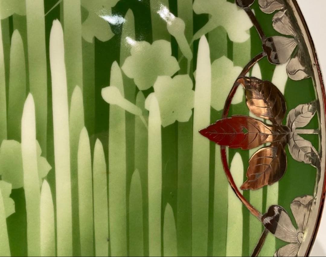 西浦焼 釉下彩銀装大皿