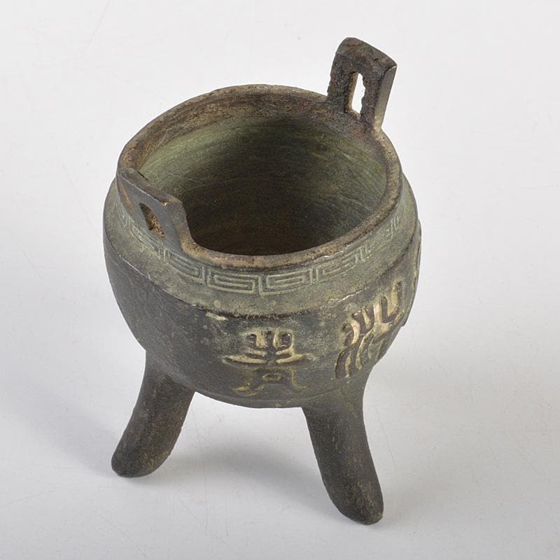 中国　古銅青銅　漢詩文　三足香炉　C　6225