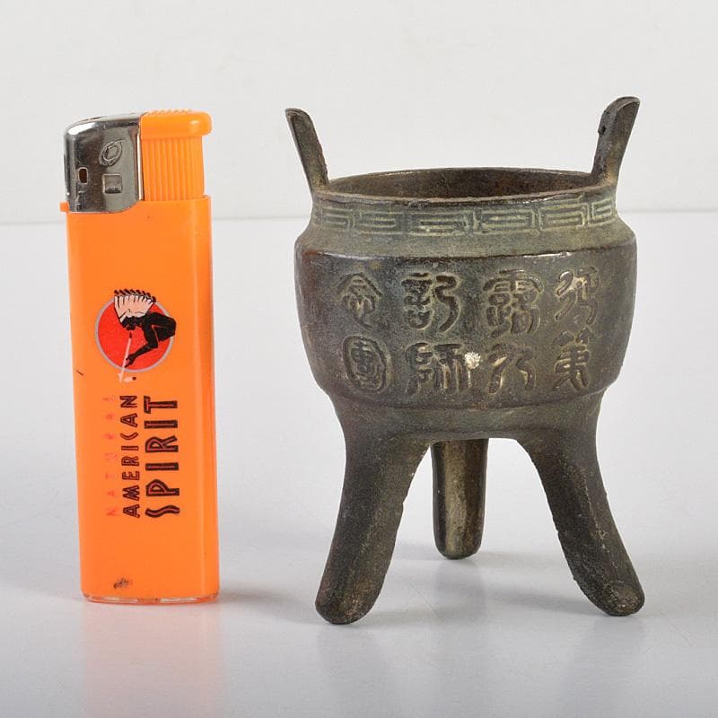中国　古銅青銅　漢詩文　三足香炉　C　6225