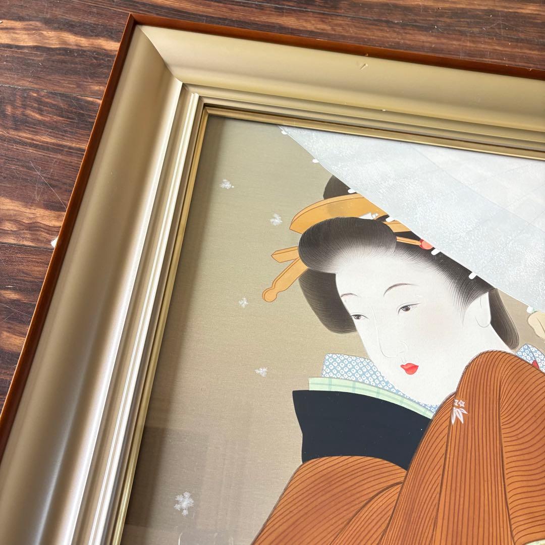 堀江浮水 (堀江豊生) 額装 美人画 日本画 師/伊東深水 絵画 A