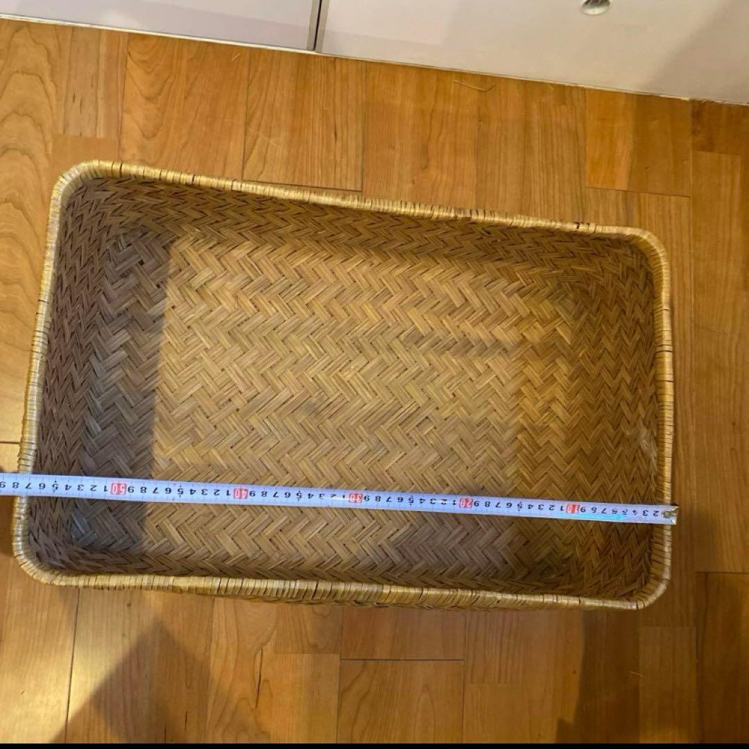 ③ 【最終価格】竹行李 柳ごおり昭和レトロ 竹細工 大籠 箪笥カゴ 受け座のみ