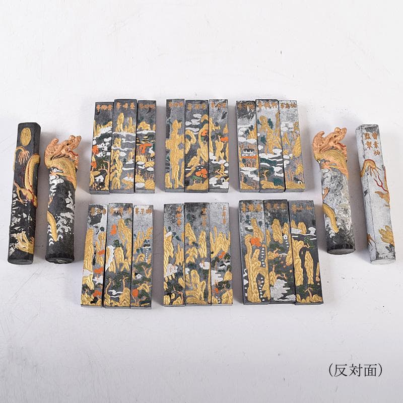 中国　書道具　頤和書屋　徽州曹素功造　桃仙人形　古墨　29点　M　R8070B