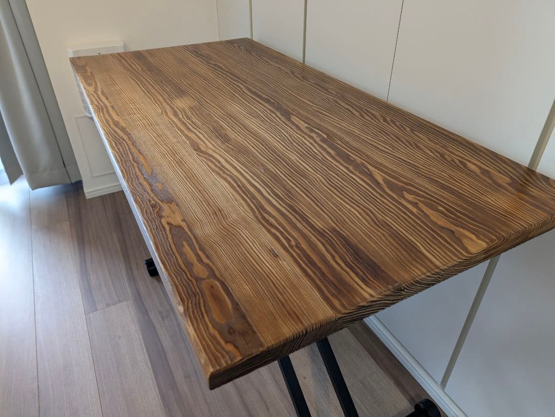 昇降式テーブル ガス圧式 無段階調整 ヴィンテージ天然木