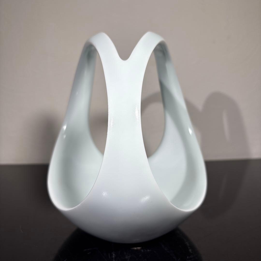 真作　人間国宝　前田昭博　白瓷手付鉢