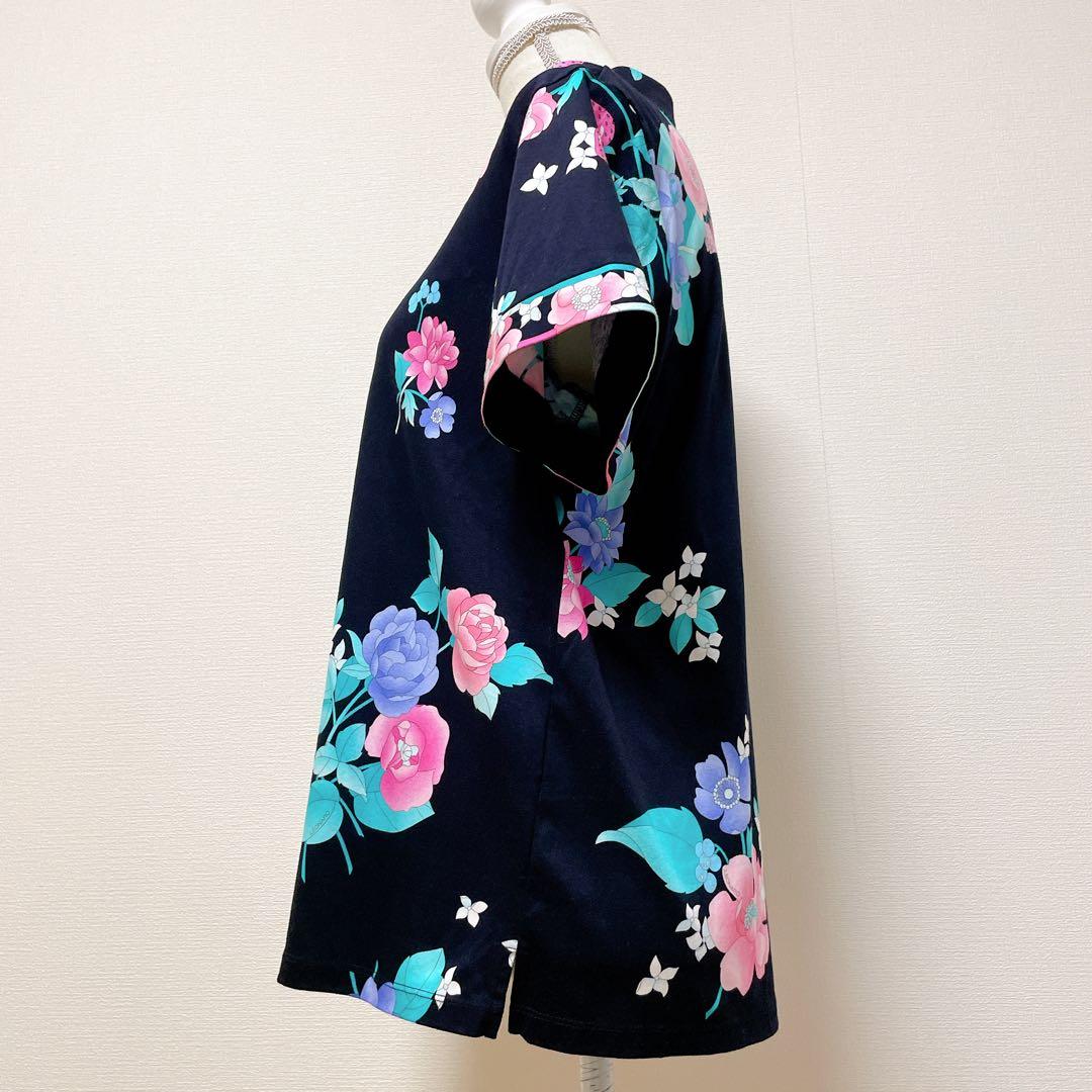 レオナール　ポロカットソー　近年モデル　襟付き　サイドスリット　黒　日本製　XL