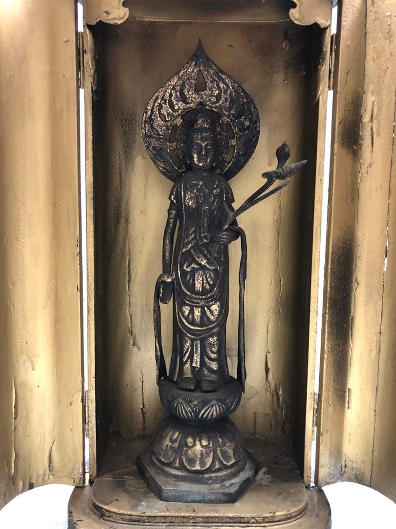厨子　仏像　観世音菩薩　高さ約50㎝　時代物　仏教美術