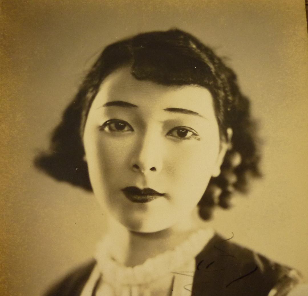 サイン入り 歌上艶子 絵葉書 ブロマイド 歌手 戦前 昭和 松竹少女歌劇団