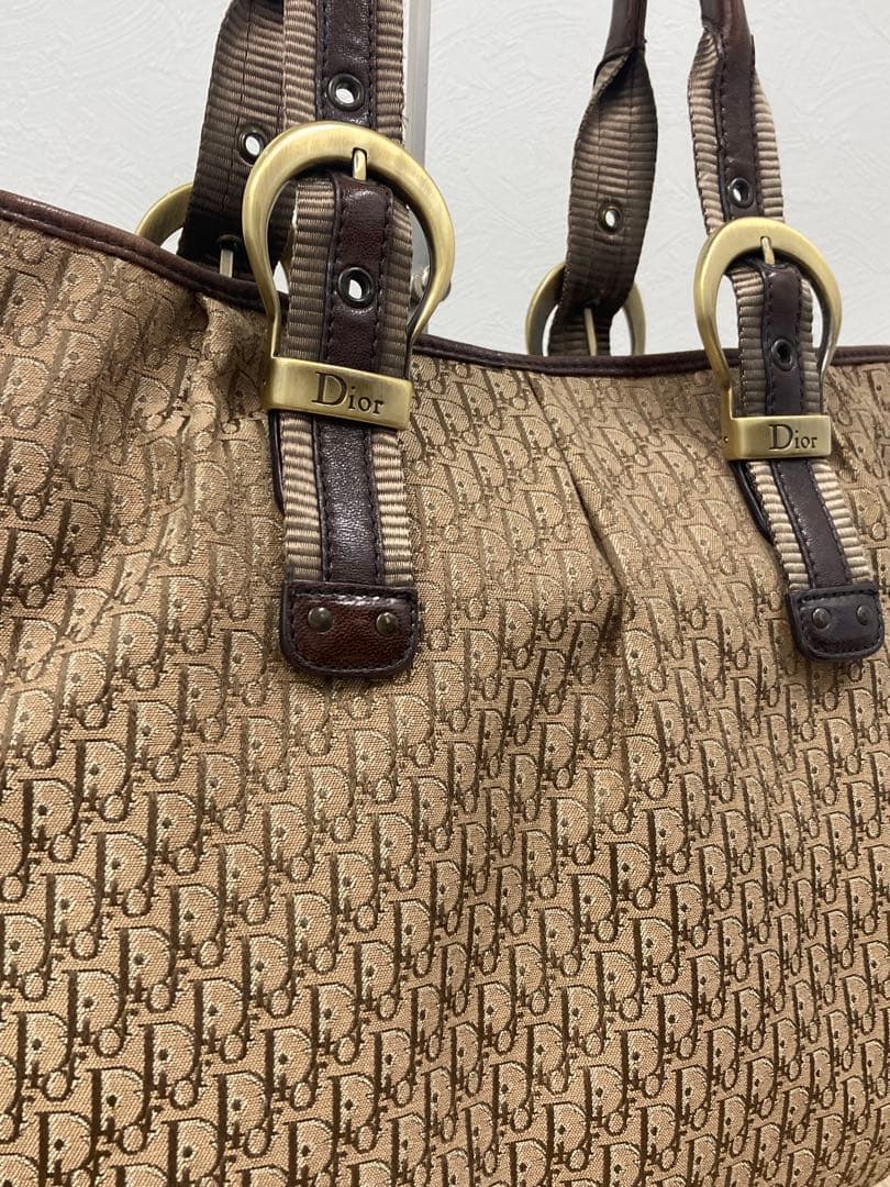 Christian Dior トロッター トートバッグ ブラウン キャンバス◇