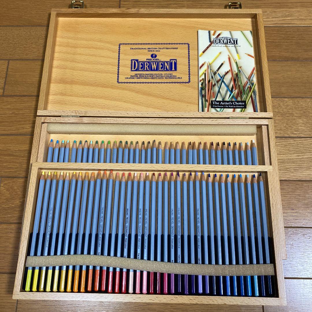 【新品・未使用】DERWENT ウォーターカラー ウッドボックス72色
