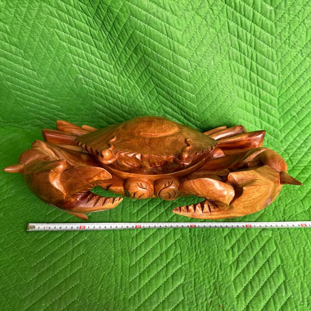 木彫り　蟹 カニ 隠し収納②