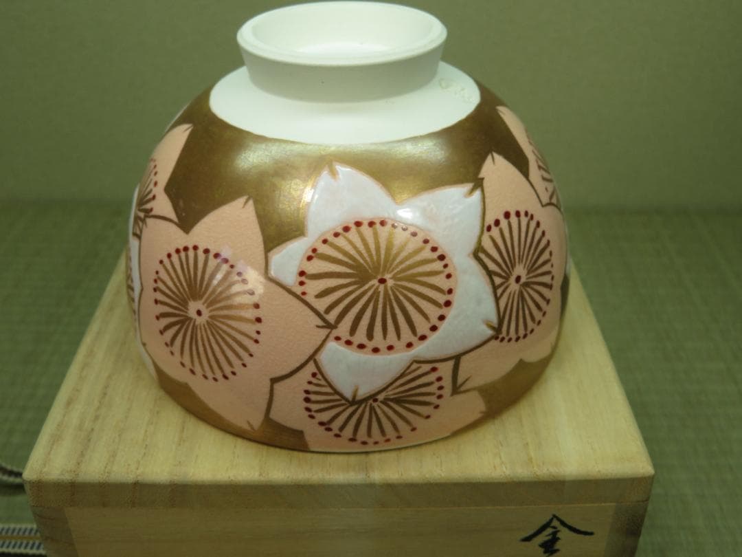 抹茶茶碗　桃の花